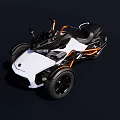White And Orange Three Wheeled Motorcycle With Modern Design Sleek Body And Black Seat