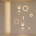 Modern Wall Lamps with Circular Square Rectangular Shapes on Minimalist Wall for Soft Lighting 3d model