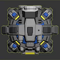 Sci Fi Mechanical Character Creature Design With Gray Blue Yellow Accents And Armor Plates