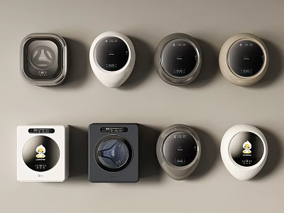 Modern Washing Machines Featuring Various Designs And Multiple Colors 3d model
