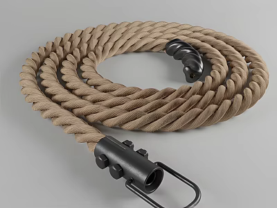 Durable Brown Rope With Black Metal Connectors And Secure Loop Design 3d model