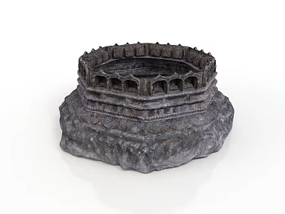 Ancient Circular Stone Architectural Structure with Multi Tiered Base and Arched Openings in Classical Design 3d model