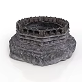 Ancient Circular Stone Architectural Structure with Multi Tiered Base and Arched Openings in Classical Design