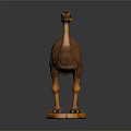Brown Handcrafted Ostrich Sculpture With Decorative Base On Gray Background