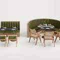 Public Chairs With Green Upholstery Wooden Frame And Curved Booths For Restaurant Seating