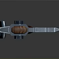 3D Model Battle Axe With Metal Blade Blue Silver Design And Wooden Handle Red Straps