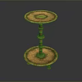 Golden Two Tier Round Tray Table With Decorative Stand For Home Living