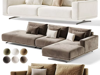 Modern Leisure Sectional Sofa Set With Multiple Color Options And Soft Cushions 3d model