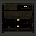 Dark Wooden Chest Of Drawers With Multiple Drawers And Yellow Decorative Labels