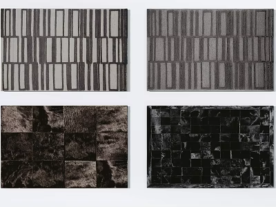 Modern Square Carpet Black White Grey Curry Fur Carpet 3d model