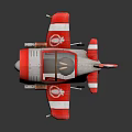 Cute Red And White Cartoon Airplane With Propeller Cockpit Window Wing And Badge