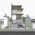 Modern Detached Villa Exterior Design with Balcony Plants and Palm Trees