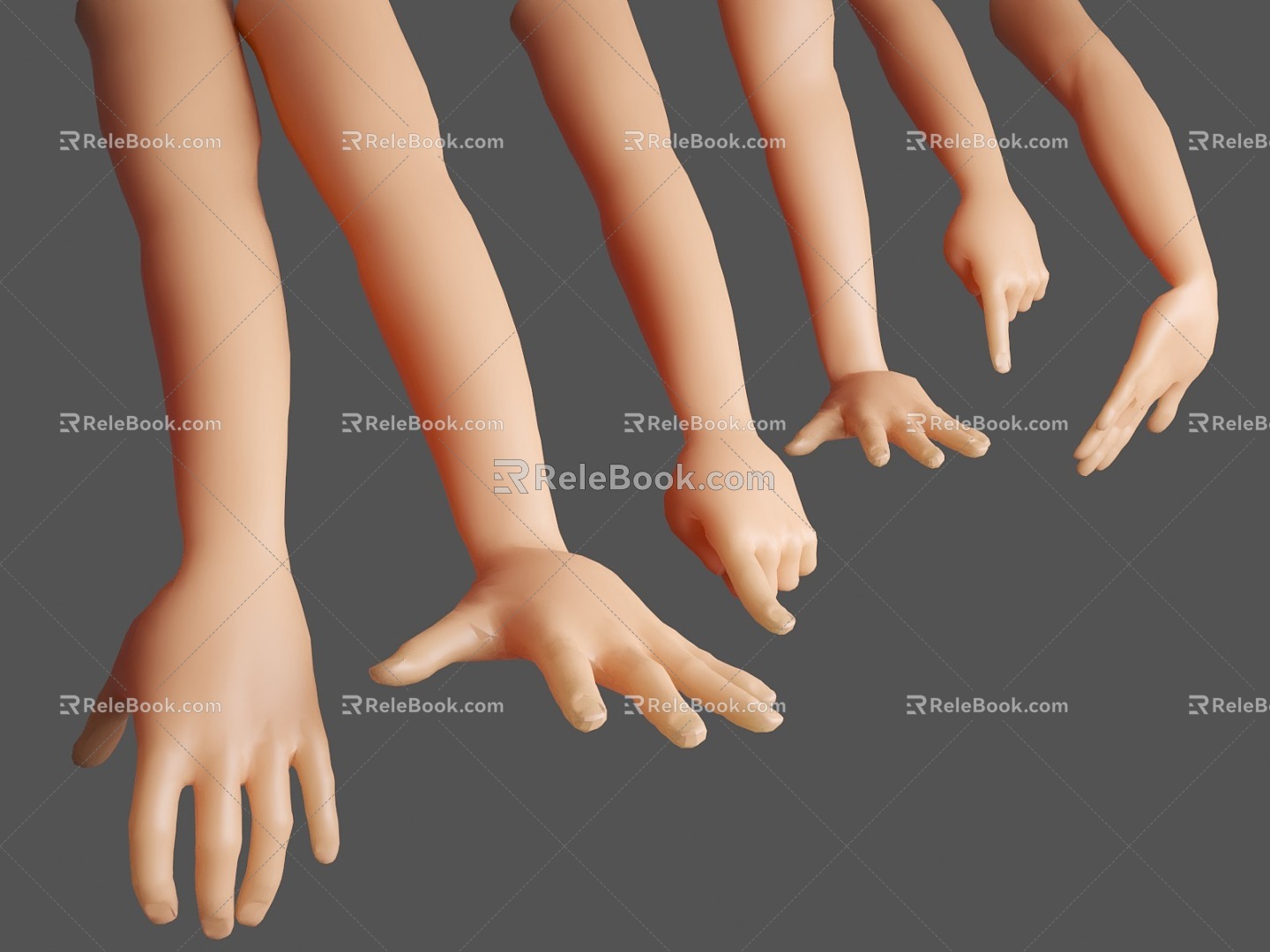 Different hands Women's hands Men's hands Hand movements collection Arm fingers Palms 3d model