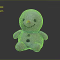 Blue Snowman Plush Toy with Red Nose Black Eyes Black Buttons and Blue Collar Sitting