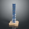 Modern Tall Tower Architecture With Stacked Blue Floors And Beige Base
