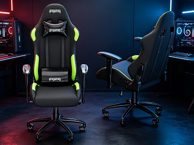 FURY Office Chair Black With Green Accents Ergonomic Design For Gaming Setup 3d model