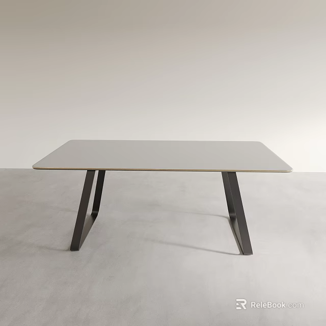 Modern Minimalist Dining Table With Light Colored Top And Black Geometric Legs 3d model