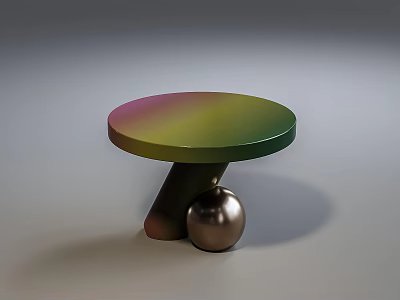 Modern Round Side Table With Gradient Color Top And Metal Sphere Base 3d model