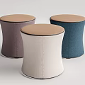Sofa Stools In Purple Beige Blue With Modern Cylindrical Upholstered Seats