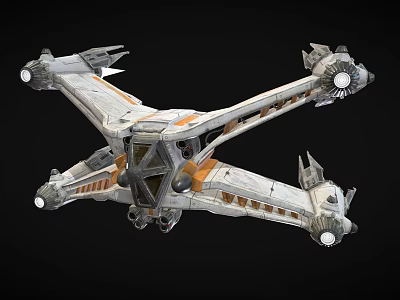 Futuristic Sci Fi Spaceship With Detailed Metallic Structure And Orange Accents 3d model