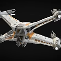 Futuristic Sci Fi Spaceship With Detailed Metallic Structure And Orange Accents