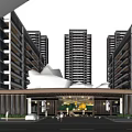 High-end residential area gate 3d model