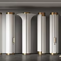 Modern White Columns With Gold Accents In Contemporary Interior Design Arrangement