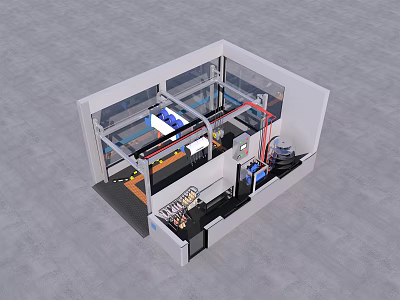 Automotive 4S Store Layout With Vehicle Display Service Area And Maintenance Equipment 3d model