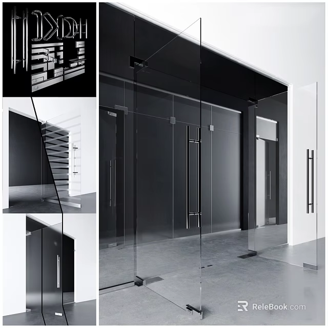 Modern Glass Double Doors Design For Contemporary Interior Home Space 3d model 