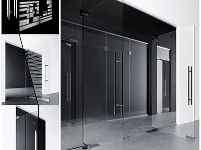 Modern Glass Double Doors Design For Contemporary Interior Home Space 3d model