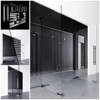 Modern Glass Double Doors Design For Contemporary Interior Home Space 3d model