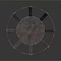 Artisan Wood And Stone Decorative Structure With Metal Frame And Support Base
