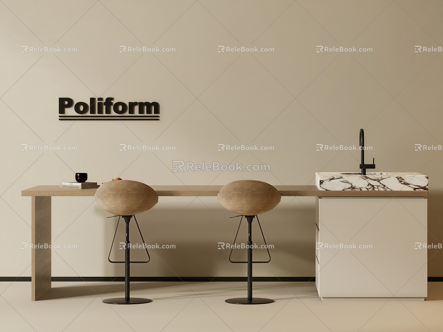 Modern Dining Table and Chair 3d model