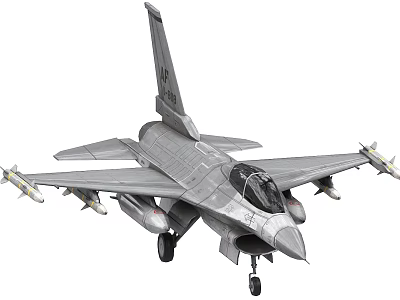 Fighter Jet With Gray Airframe Design Landing Gear And Missile Attachments 3d model