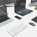 Modern Computer Workspace With Laptops Desktop Keyboards Mouse And Tech Accessories 3d model