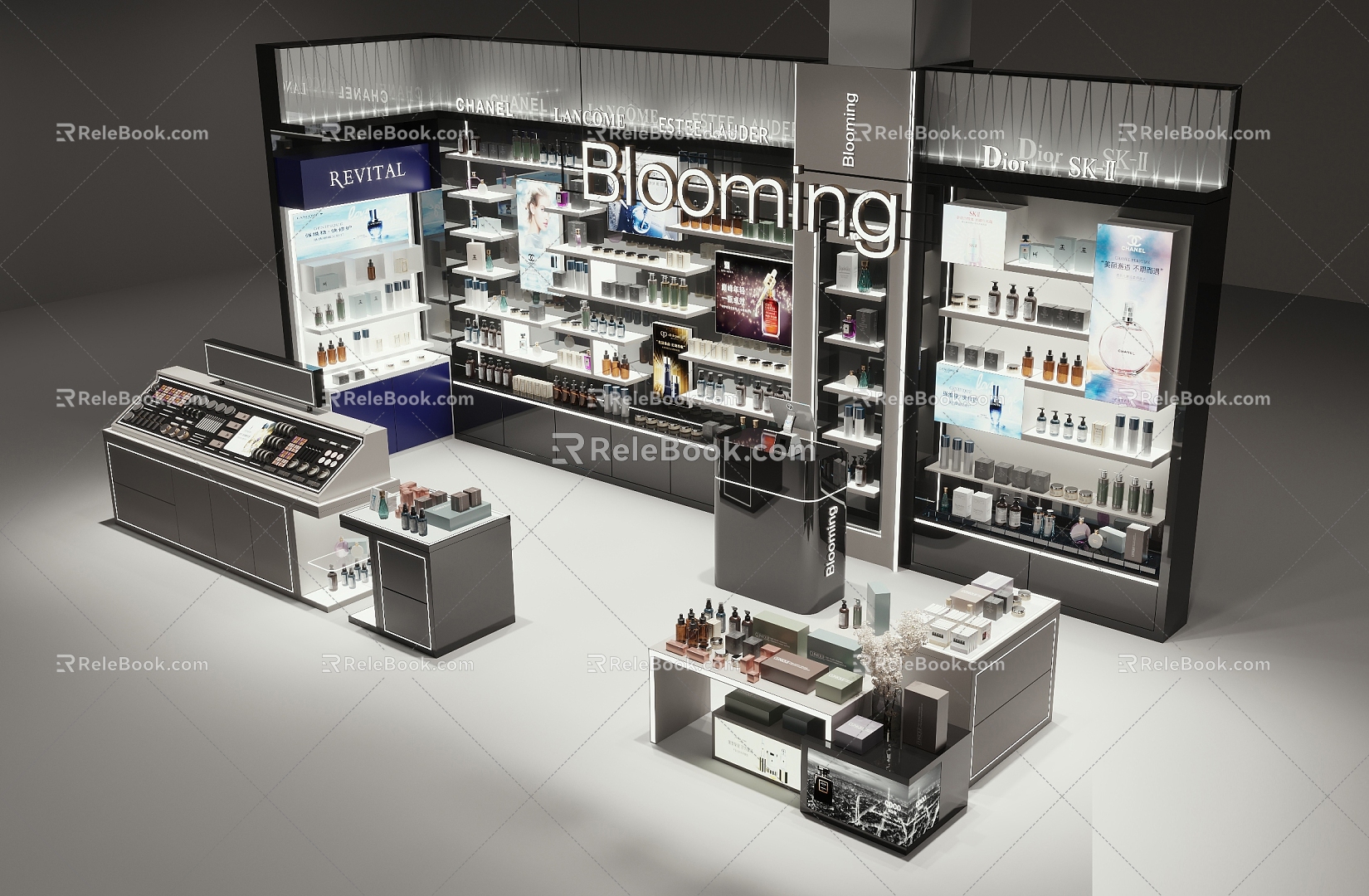 Modern Cosmetics Store Cosmetics Booth Display Cabinet Lipstick Store 3d model