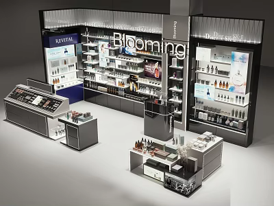Bioming FLAVIAL Cosmetics Retail Store With Shelves Counter And Product Displays 3d model