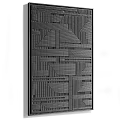 Abstract Painting With Geometric Patterns Woven Texture Vertical Lines And Neutral Tones Design