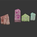 Traditional Architecture Small Building Models With Stone Walls And Windows