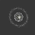 Rocket Standing on Rocky Planet with Orbiting Debris Ring in Space