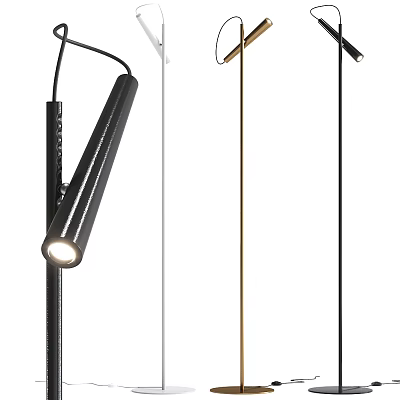 Modern Sleek Floor Lamp with Adjustable Arm Metal Finish and Minimalist Design 3d model