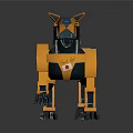 Yellow And Black Mechanical Dog With Robotic Joints And Metal Structure
