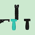 Tactical Weapon Parts Featuring Black Frame Light Blue Grip And Small Components