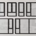 Various Modern Window Designs With Black Frames And Glass Panels 3d model