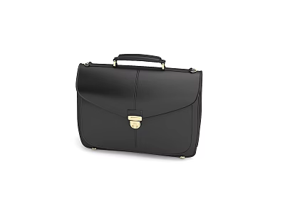 Classic Black Leather Briefcase with Gold Lock Sturdy Handles and Professional Design 3d model