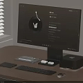 Modern Desktop Computer Setup With Monitor Keyboard Mouse Tablet And Accessories