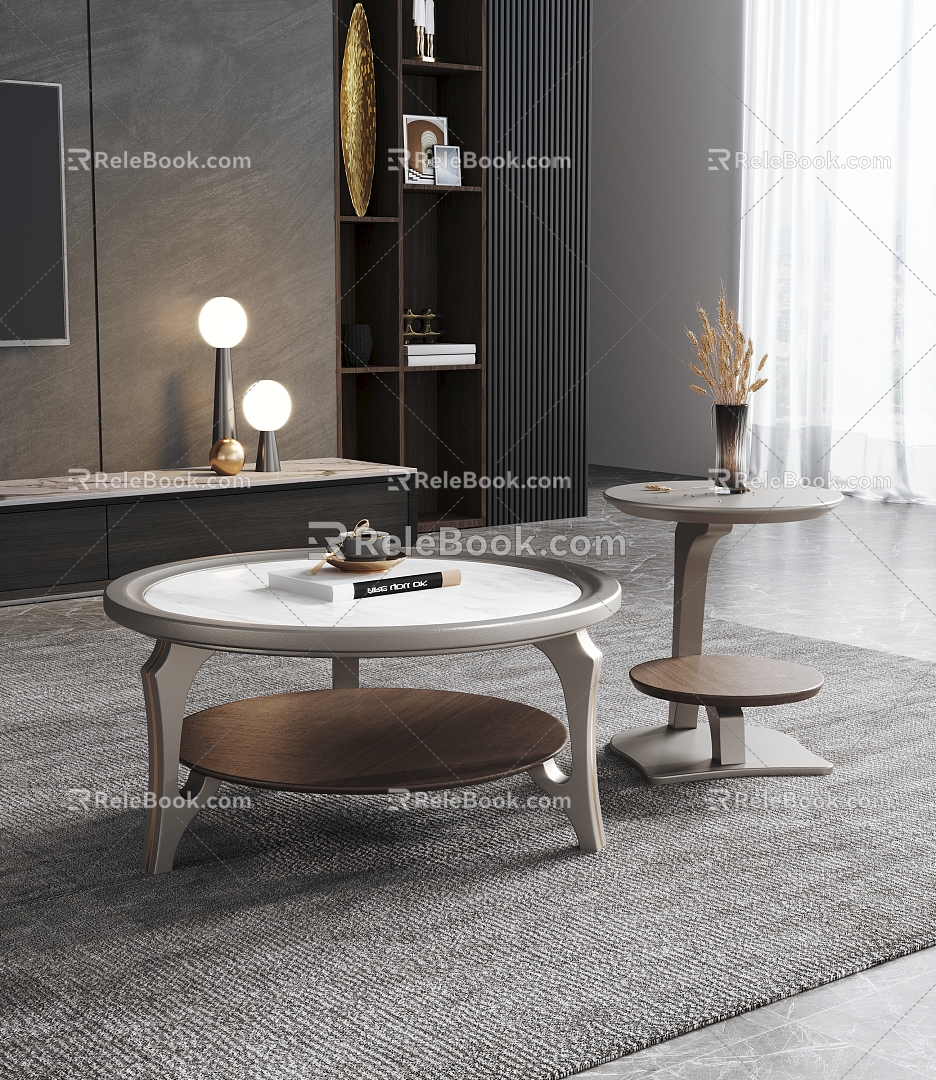 Modern coffee table circle several kinds of combination 3d model