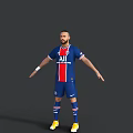 Man With Arms Outstretched Wearing PSG Blue Jersey With Red White Stripes And Nike Logo