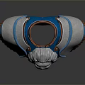Decorative Daily Life Product Armor Styled With Lion Head Design Blue Silver And Orange Accents