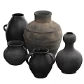 Ceramic Vessels With Various Sizes Textured Surfaces Handled And Gourd Shaped Designs 3d model